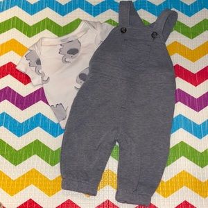 Elephant short sleeve onesie and jumper 0-3.
